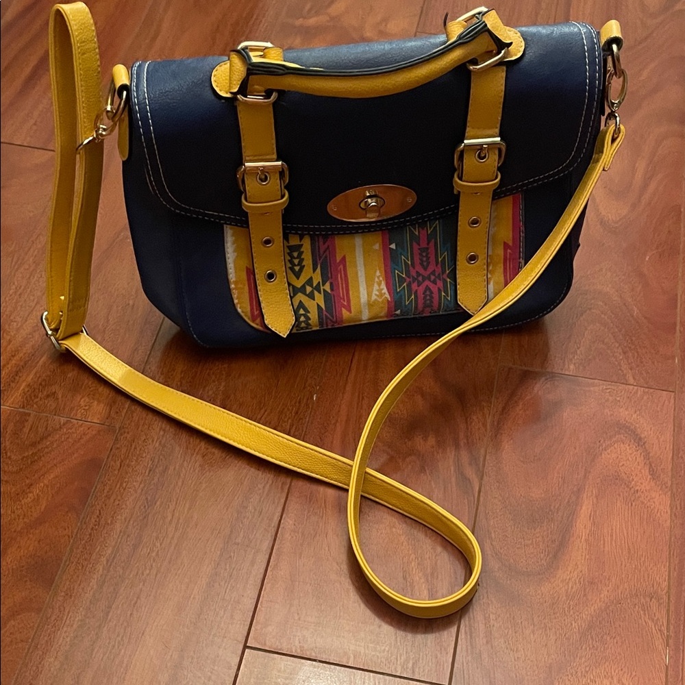 Vibrant Yellow and Blue Crossbody Bag